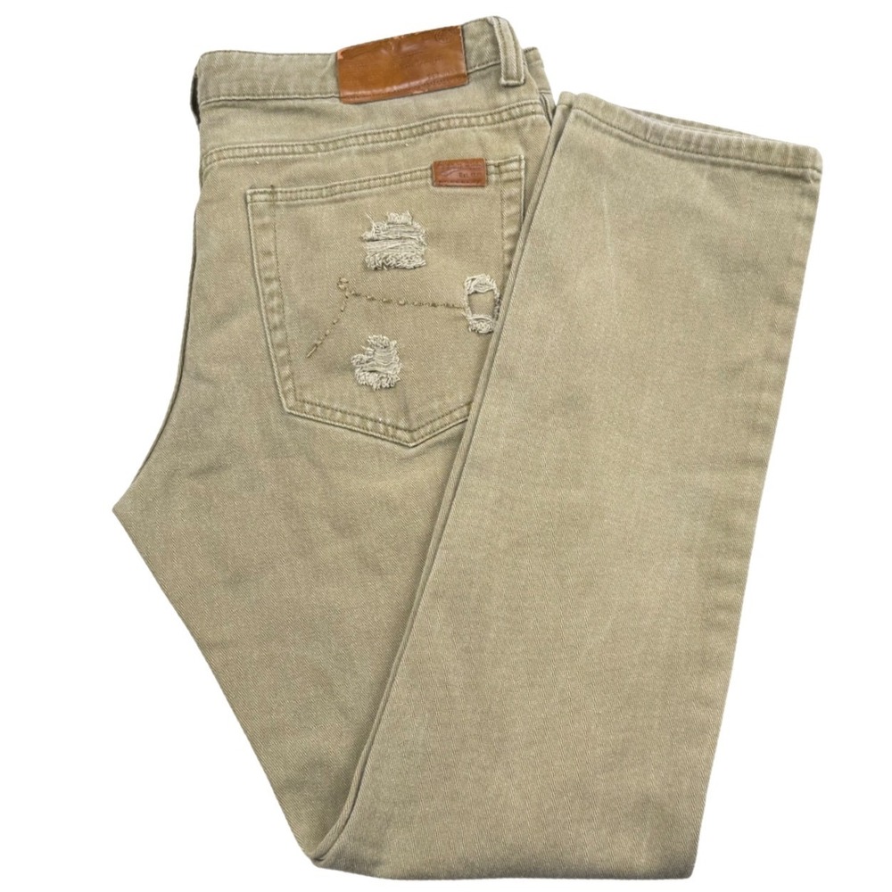 Kaakie Eves‎ Distressed Jeans Mens 36x31 Khaki Patchwork Straight Leg